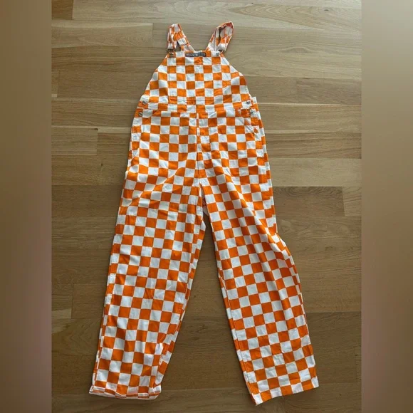 Orange & White Checkerboard Game Bibs Overalls Tennessee Vols Large Unisex - Picture 3 of 12